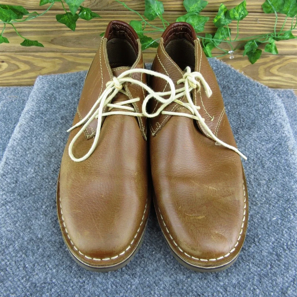 Kenneth Cole Reaction Desert Wind Men Chukka Boots Brown Leather Lace Up Size 10